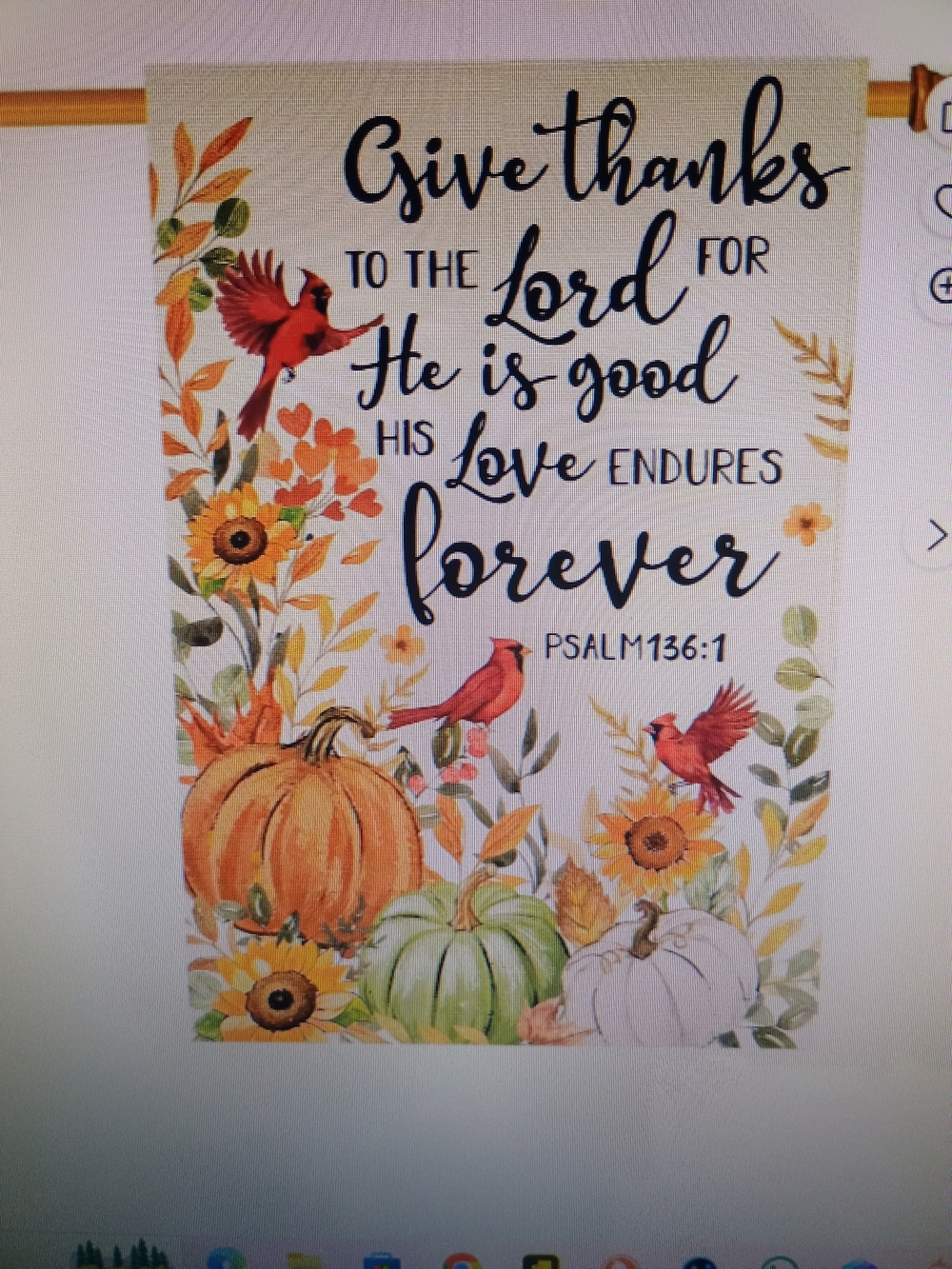 Give Thanks Lord Fall Wall Art Banner - Orange, Green, White